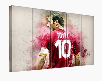 Francesco Totti Canvas Print. Football Wall Hangings. Francesco Totti Wall Art. Football Fan Gift. Francesco Totti Paint Art.