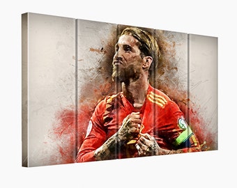 Sergio Ramos Canvas Print. Football Wall Hangings. Sergio Ramos Wall Art. Football Fan Gift. Sergio Ramos Paint Art. Sergio Ramos Poster.