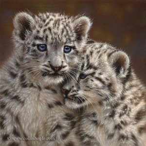 Snow Leopard Art Print, Snow Leopard Painting, Leopard Cubs, Nursery Art, Cute Animals, Wildlife Print, Nature Wall Art, Canvas