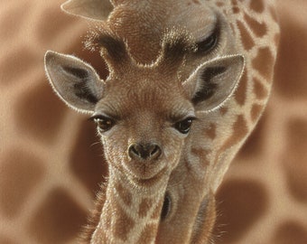 Giraffe Painting, Giraffe Print, Baby Giraffe, Newborn Giraffe, Nursery Wall Art, Wildlife, African, Decor,  Animal, Portrait, Canvas