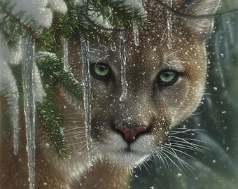 Cougar Painting, Cougar Art Print, Mountain Lion, Big Cat