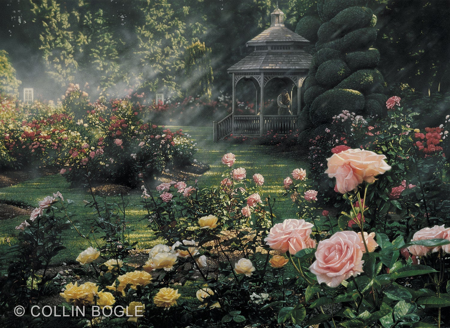 Rose Garden Painting, Rosegarden Print, Rose Garden Artwork