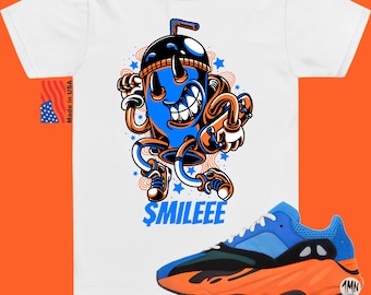 Yeezy 700 Bright Blue Match shirt "SMILEEE"