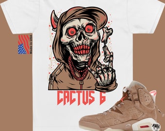 Jordan 6 Retro Travis Scott British Khaki T-Shirt, Jordan 6 Retro Travis Scott Shirt "CACTUS REAPER"