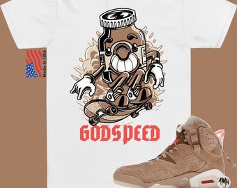 Jordan 6 Retro Travis Scott British Khaki T-Shirt, Jordan 6 Retro Travis Scott Shirt "GODSPEED"