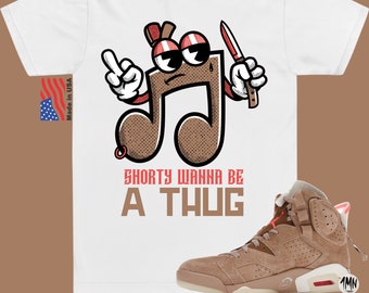 Jordan 6 Retro Travis Scott British Khaki T-Shirt, Jordan 6 Retro Travis Scott Shirt "A THUG"