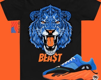 Camiseta Yeezy 700 Bright Blue Match "LION BEAST"