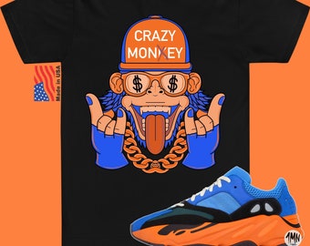 Yeezy 700 Bright Blue Match shirt "CRAZY MONKEY"