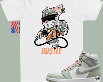 HUSTLE BUNNY Shirt Match Jordan 1 OG Seafoam