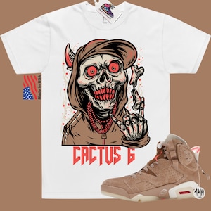 Jordan 6 Retro Travis Scott British Khaki T-Shirt, Jordan 6 Retro Travis Scott Shirt &quot;CACTUS REAPER&quot;