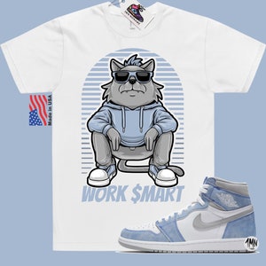 Jordan 1 Retro OG Hyper Royal Match shirt &quot;WORK SMART&quot;