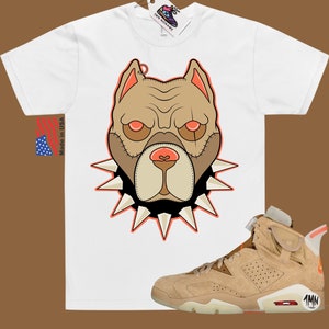 Jordan 6 Retro Travis Scott British Khaki Match Shirt &quot;PITBULL&quot;