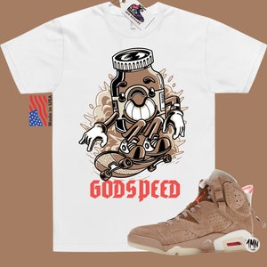 Jordan 6 Retro Travis Scott British Khaki T-Shirt, Jordan 6 Retro Travis Scott Shirt &quot;GODSPEED&quot;