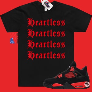 Heartless T-Shirt Matching Jordan 4 Red Thunder