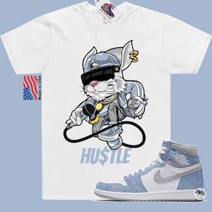 Jordan 1 Retro OG Hyper Royal Match shirt &quot;HUSTLE BUNNY&quot;
