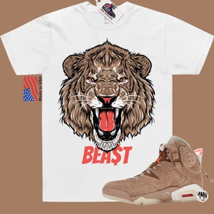 Jordan 6 Retro Travis Scott British Khaki T-Shirt, Jordan 6 Retro Travis Scott Shirt &quot;LION BEAST&quot;