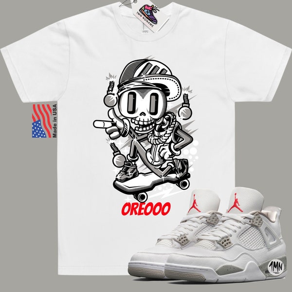 Jordan 4 Chemise Blanche Oreo, Jordan blanc Oreo match chemise « OREOOO »