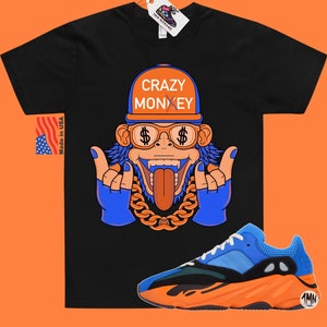 Yeezy 700 Bright Blue Match shirt &quot;CRAZY MONKEY&quot;