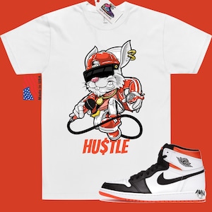 Jordan 1 Retro High Electro Orange Shirt, Electro Orange T-Shirt &quot;HUSTLE BUNNY&quot;