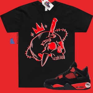 King Skull Shirt Matching Jordan 4 Red Thunder