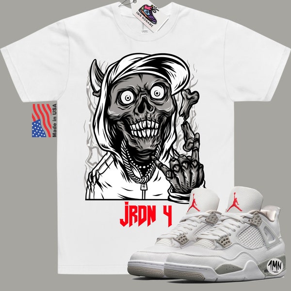 Chemise Oreo Jordan 4 blanche, chemise de match Jordan Oreo blanche "JRDN 4 REAPER"