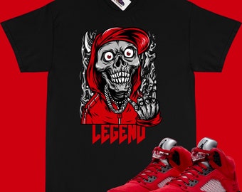 JORDAN 5 Raging Bull Matching T-Shirt "LEGEND" Jordan 5 Retro Raging Bull Shirt (Schwarz)