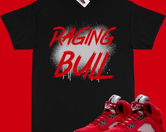 JORDAN 5 Raging Bull Matching T-Shirt "Raging Bull Splash" Jordan 5 Retro Raging Bull Shirt (Schwarz)