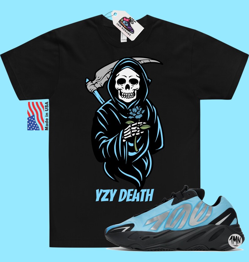 Yeezy Boost 700 MNVN Bright Cyan Matchtröja "YZY DEATH" bild 2