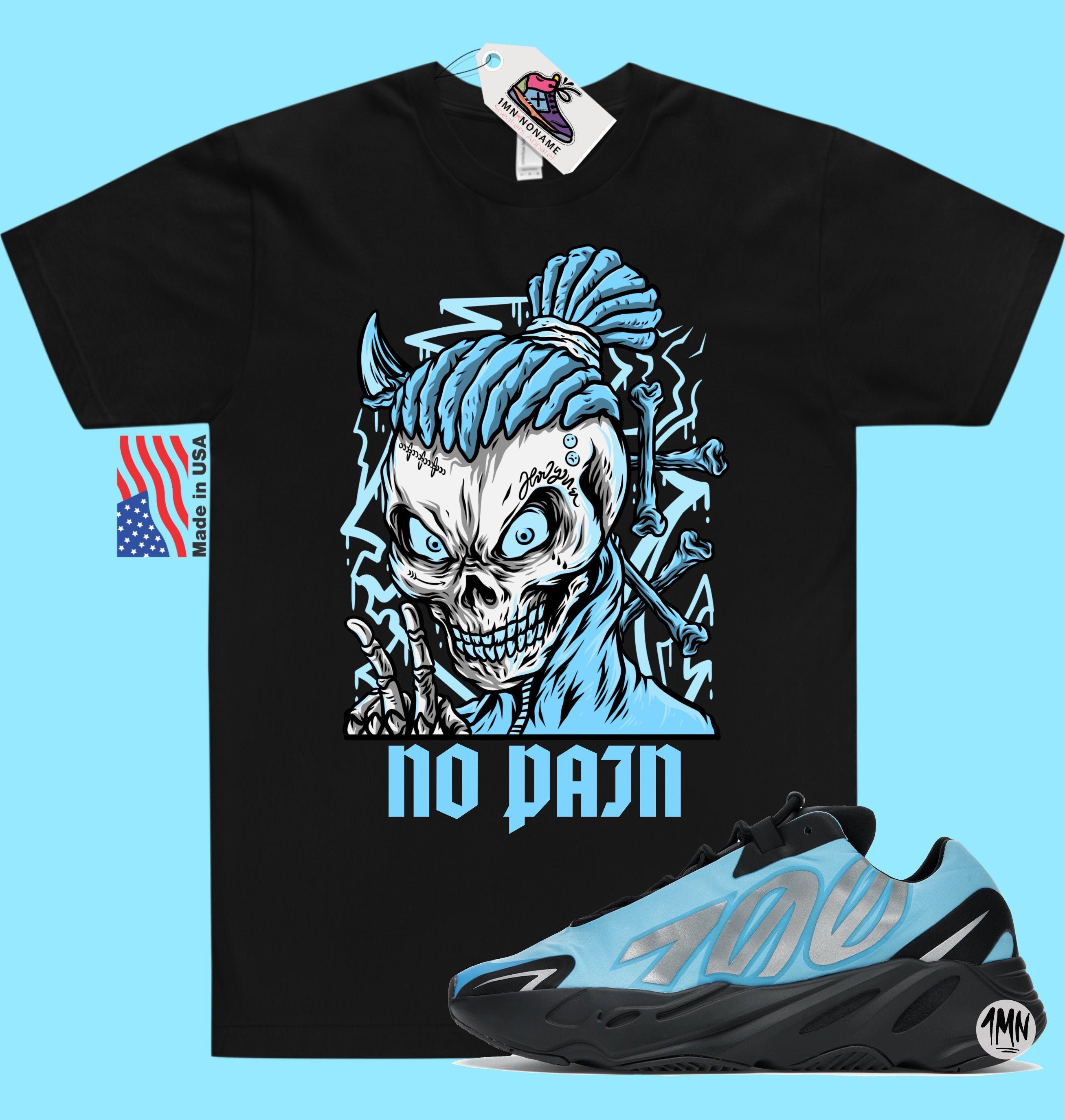 Yeezy Boost 700 MNVN Camisa de partido cian brillante SIN DOLOR Etsy Mexico