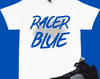 JORDAN 5 Racer Camiseta Azul a juego "Racer Blue Splash" Camiseta azul Jordan 5 racer