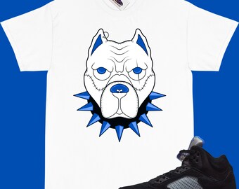 JORDAN 5 Racer Camiseta Azul a Juego "PITBUL" Jordan 5 camiseta azul