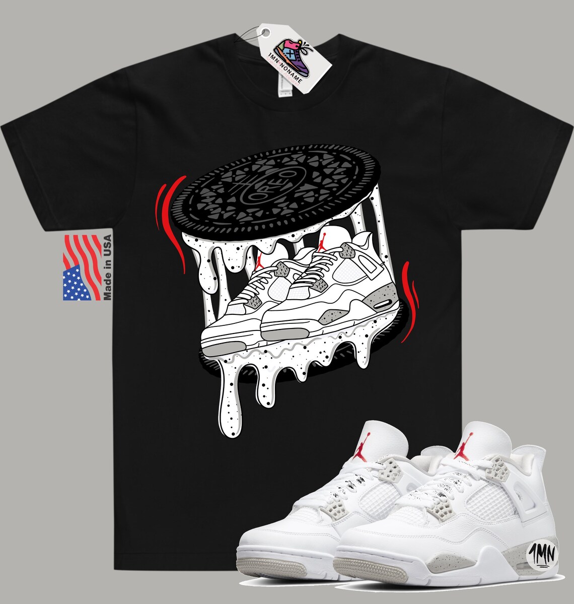 Air Jordan 4 Retro White Oreo Sneaker Match Shirt White Oreo | Etsy