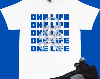 JORDAN 5 Racer Camiseta Azul a juego "ONE LIFE" Jordan 5 camiseta azul
