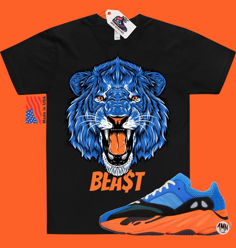 Yeezy 700 Bright Blue Match shirt "LION BEAST" image 1