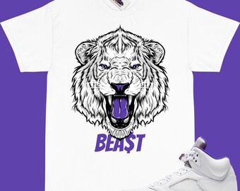 JORDAN 5 Dark Concord Passendes T-Shirt "LION BEAST"