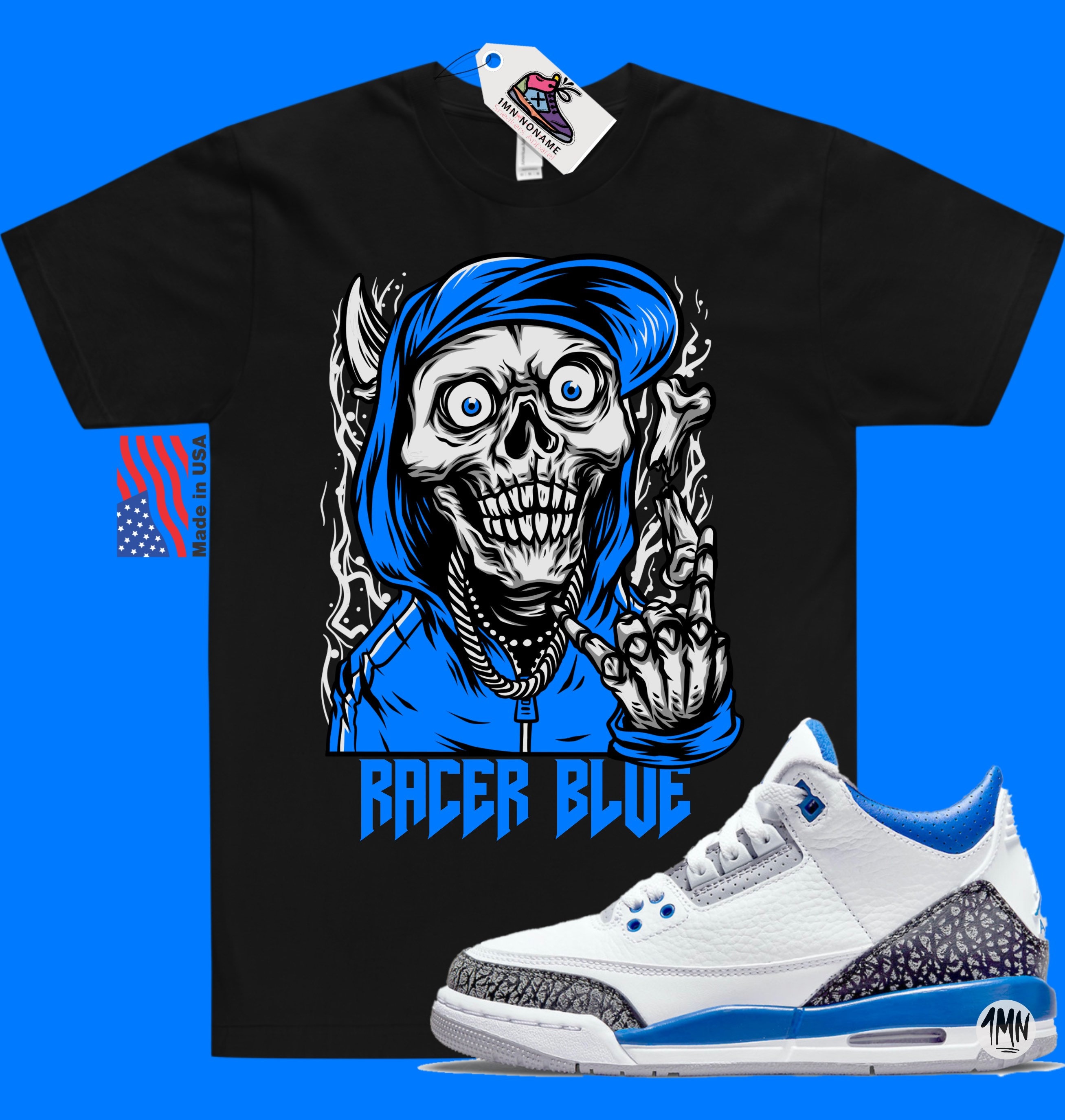 retro 3 racer blue outfit