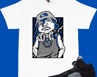 JORDAN 5 Racer Camiseta Azul a juego "LIL RACER" Camiseta azul Jordan 5 racer