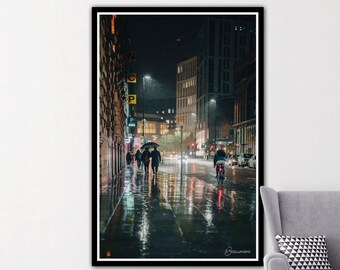 Manchester Oxford Road rainy nights - street photography - city - manchester library - manchester photography