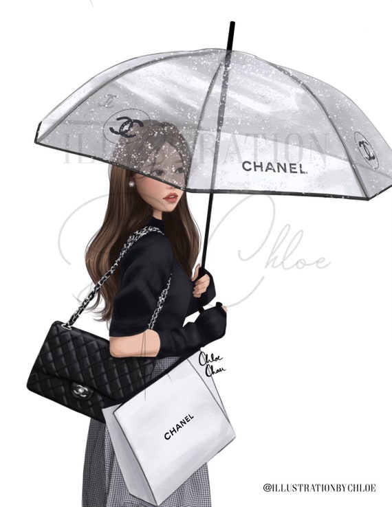 In the Rain luxury Fashion Illustration Print 