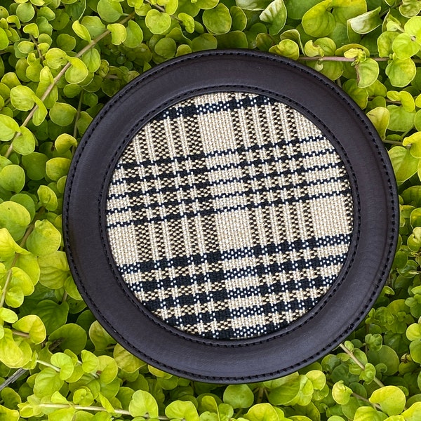 Round and Square Needlepoint Leather Backed Coasters