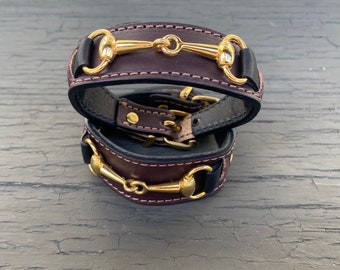 Brass Snaffle Bit Leather Bracelet
