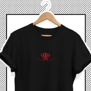 T Shirt Unisex Harajuku Gothic Ricamata - Red Spider Lily