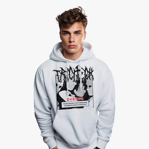 Shifting Souls Hoodie - Oversized Manga Horror Streetwear in Grunge Goth Tribal Style, Anime Streetwear Pullover, Japanese Y2K Hoodie