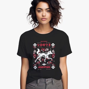 Adventure - Unisex T-Shirt mit Weißer Fuchs Grafik, Japan Streetwear, ästhetisches Fuchs Shirt, Harajuku Kleidung, Kitsune Print