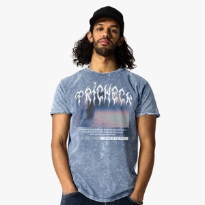 Nostalgia - Blue Tribal Denim T-Shirt with Vintage Style Graphic, Japanese Urban Streetwear Fashion, Nihongo Harajuku Cotton Shirt for Otakus