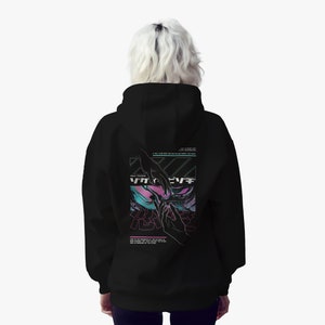 Unisex Techwear Hoodie - Cyberpunk Love - Joining Hands - Aesthetic Graphic Harajuku Hoodie