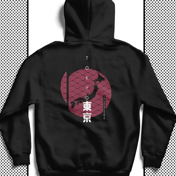 Japanischer Unisex Tokyo Hoodie im Kanji Streetwear Stil / Japanische Ästhetik Kleidung / Harajuku Grunge Pullover / Japan Hoodie / Tokyo