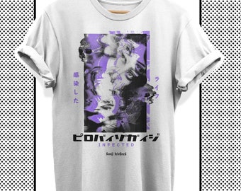 Unisex Techwear Grunge T-Shirt - Infected, Grunge Streetwear Shirt, Japanese Techwear Clothing, Harajuku Gothic, Skull Graphic Tshirt
