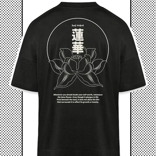 Lotus Flower Graphics T-Shirt surdimensionné dans le style streetwear japonais pour les fans de vêtements Harajuku, chemise Techwear oversize Black Anime