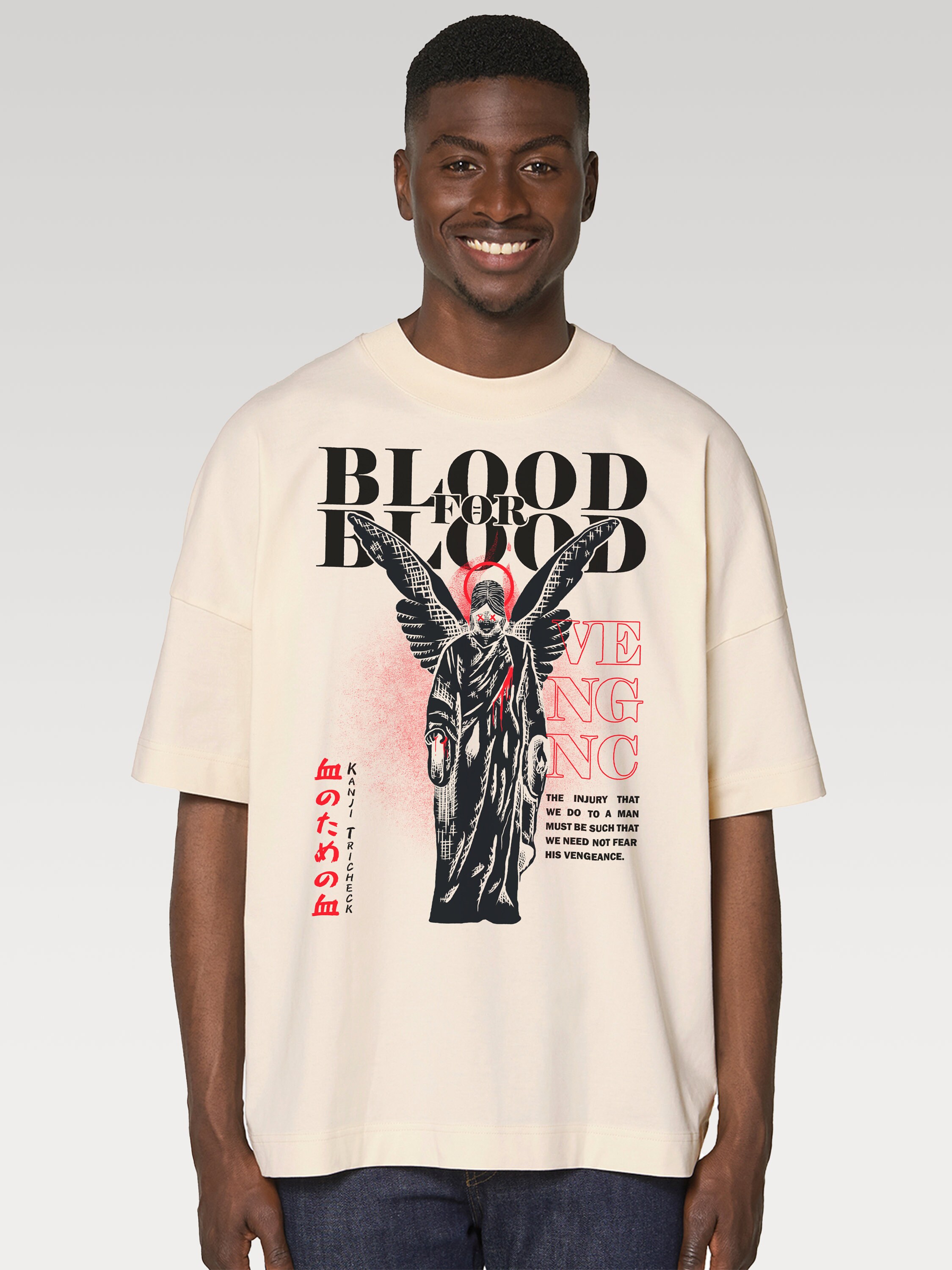 Angel Vintage Streetwear T-shirt | Beige Oversized Angelcore